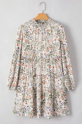 Printed Mock Neck Long Sleeve Mini Dress OutfitFlow